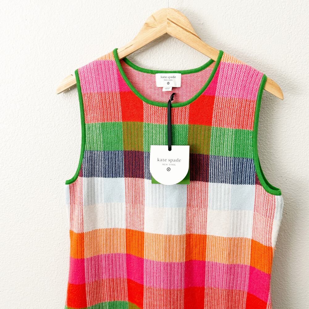 KATE SPADE x TARGET | NWT Plaid Pink Orange Green Knit Dress Multicolor | XL - Picture 3 of 7